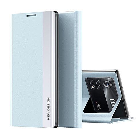 Funda de Cuero Cartera con Soporte Carcasa Q01H para Xiaomi Redmi Note 11E Pro 5G Azul Cielo