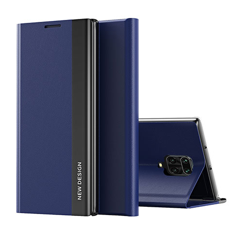 Funda de Cuero Cartera con Soporte Carcasa Q01H para Xiaomi Redmi Note 9S Azul