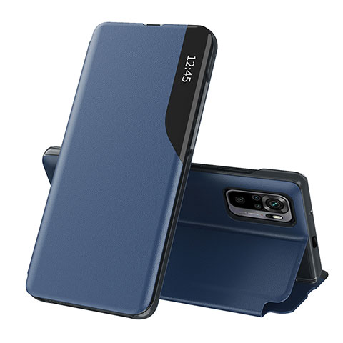 Funda de Cuero Cartera con Soporte Carcasa Q02H para Xiaomi Poco M5S Azul