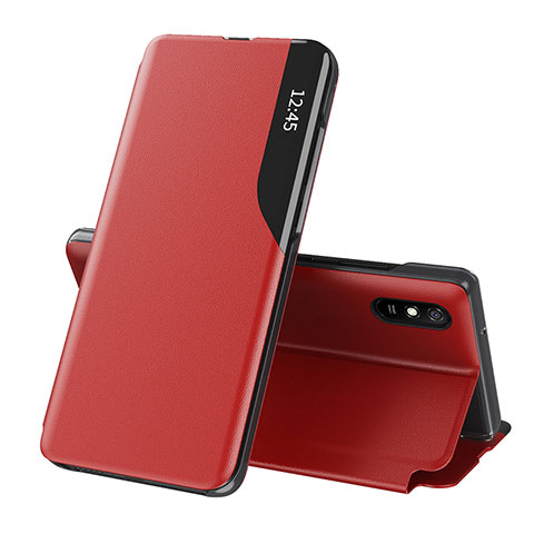 Funda de Cuero Cartera con Soporte Carcasa Q02H para Xiaomi Redmi 9A Rojo