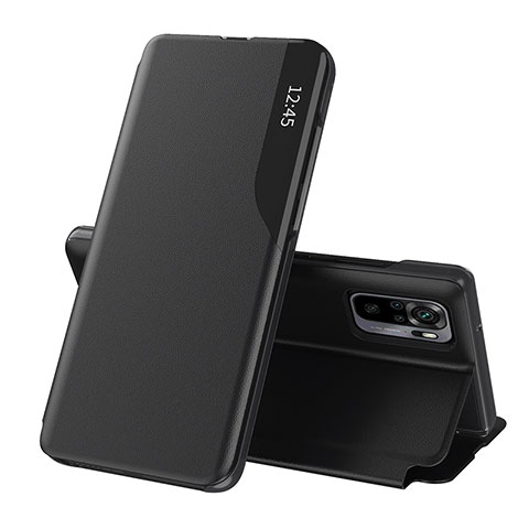 Funda de Cuero Cartera con Soporte Carcasa Q02H para Xiaomi Redmi Note 10 4G Negro