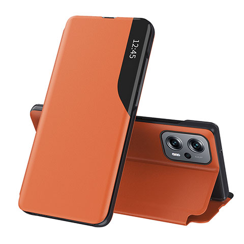 Funda de Cuero Cartera con Soporte Carcasa Q02H para Xiaomi Redmi Note 12T Pro 5G Naranja