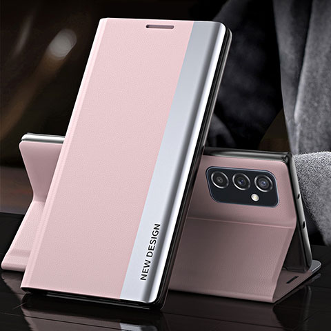 Funda de Cuero Cartera con Soporte Carcasa Q03H para Samsung Galaxy M52 5G Oro Rosa