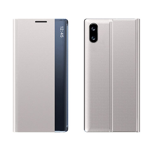 Funda de Cuero Cartera con Soporte Carcasa Q04H para Xiaomi Redmi 9A Plata