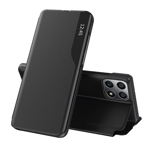 Funda de Cuero Cartera con Soporte Carcasa QH1 para Huawei Honor X6 5G Negro