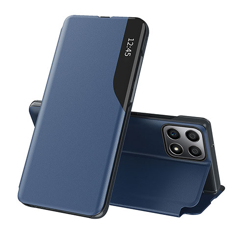 Funda de Cuero Cartera con Soporte Carcasa QH1 para Huawei Honor X8 5G Azul