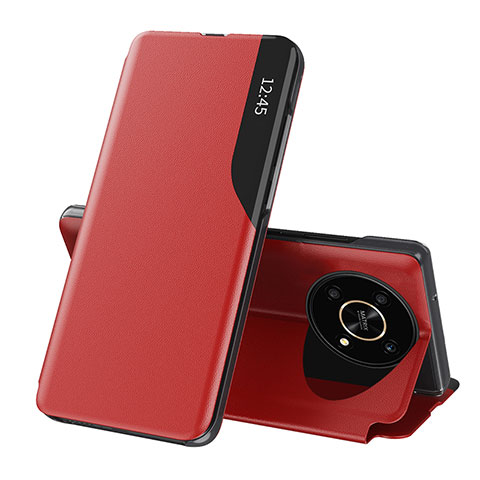 Funda de Cuero Cartera con Soporte Carcasa QH1 para Huawei Honor X9 5G Rojo