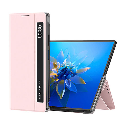 Funda de Cuero Cartera con Soporte Carcasa QH1 para Huawei Mate X2 Oro Rosa