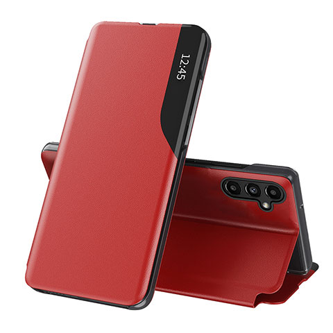 Funda de Cuero Cartera con Soporte Carcasa QH1 para Samsung Galaxy A14 4G Rojo