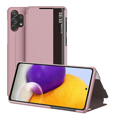 Funda de Cuero Cartera con Soporte Carcasa QH1 para Samsung Galaxy A32 4G Oro Rosa