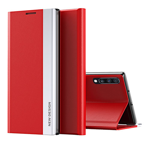 Funda de Cuero Cartera con Soporte Carcasa QH1 para Samsung Galaxy A70S Rojo