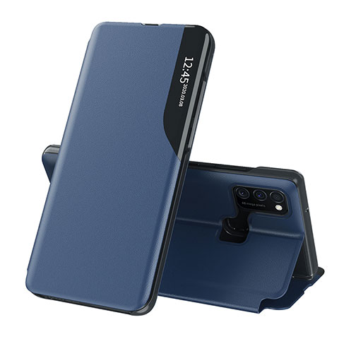 Funda de Cuero Cartera con Soporte Carcasa QH1 para Samsung Galaxy M21 Azul