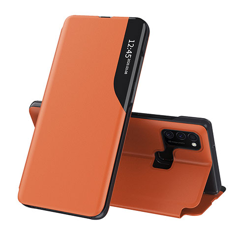 Funda de Cuero Cartera con Soporte Carcasa QH1 para Samsung Galaxy M21 Naranja