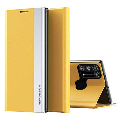 Funda de Cuero Cartera con Soporte Carcasa QH1 para Samsung Galaxy M31 Amarillo