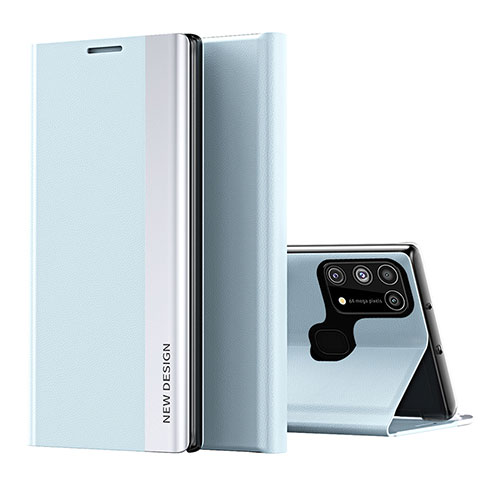 Funda de Cuero Cartera con Soporte Carcasa QH1 para Samsung Galaxy M31 Prime Edition Azul Claro