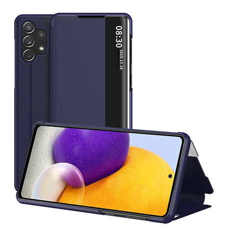 Funda de Cuero Cartera con Soporte Carcasa QH1 para Samsung Galaxy M32 5G Azul