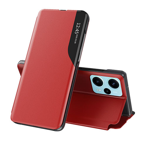 Funda de Cuero Cartera con Soporte Carcasa QH1 para Xiaomi Poco F5 5G Rojo