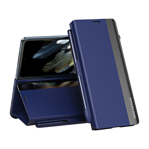 Funda de Cuero Cartera con Soporte Carcasa QH2 para OnePlus Open 5G Azul