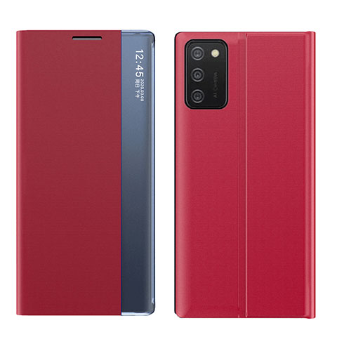 Funda de Cuero Cartera con Soporte Carcasa QH2 para Samsung Galaxy A03s Rojo