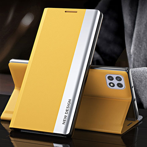 Funda de Cuero Cartera con Soporte Carcasa QH2 para Samsung Galaxy F42 5G Amarillo