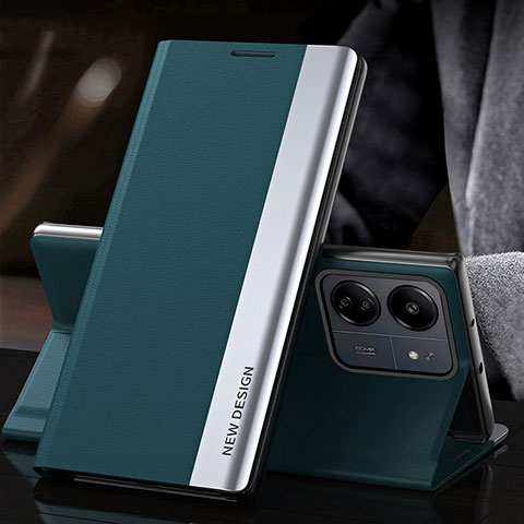 Funda de Cuero Cartera con Soporte Carcasa QH2 para Xiaomi Poco C65 Verde