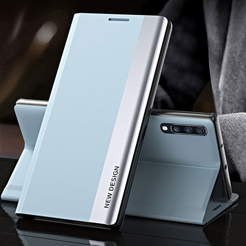 Funda de Cuero Cartera con Soporte Carcasa QH3 para Samsung Galaxy A70 Azul Claro