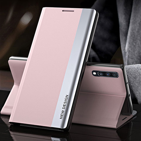 Funda de Cuero Cartera con Soporte Carcasa QH3 para Samsung Galaxy A70 Oro Rosa