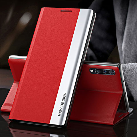 Funda de Cuero Cartera con Soporte Carcasa QH3 para Samsung Galaxy A70S Rojo