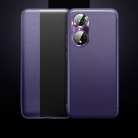 Funda de Cuero Cartera con Soporte Carcasa QK1 para Huawei Honor 50 5G Morado