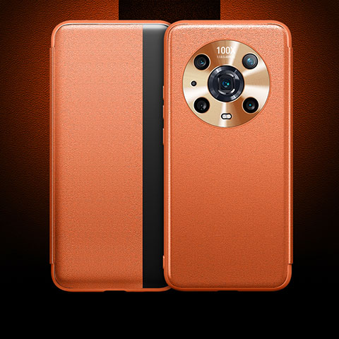 Funda de Cuero Cartera con Soporte Carcasa QK1 para Huawei Honor Magic4 Pro 5G Naranja