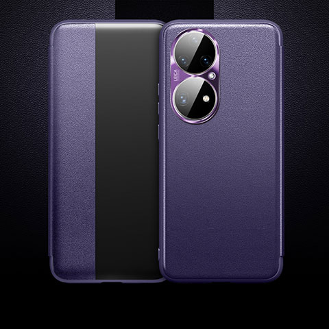 Funda de Cuero Cartera con Soporte Carcasa QK1 para Huawei P50 Pro Morado