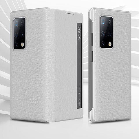 Funda de Cuero Cartera con Soporte Carcasa QK2 para Huawei Mate X2 Blanco