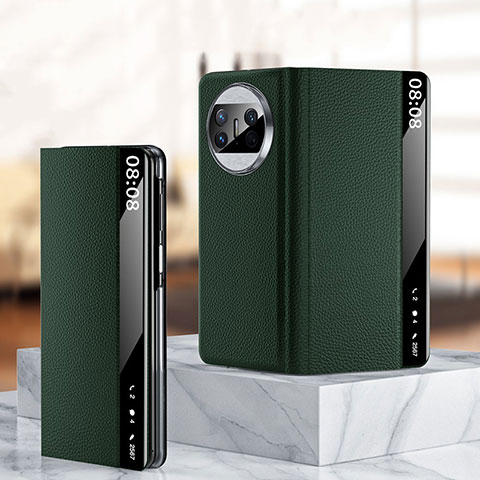 Funda de Cuero Cartera con Soporte Carcasa QK2 para Huawei Mate X3 Verde