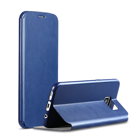 Funda de Cuero Cartera con Soporte Carcasa S01 para Samsung Galaxy S7 G930F G930FD Azul