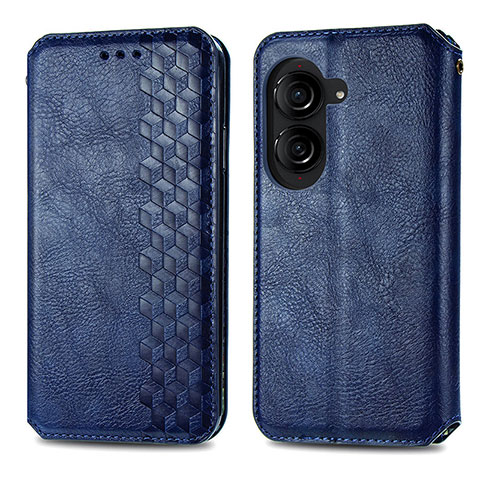 Funda de Cuero Cartera con Soporte Carcasa S01D para Asus ZenFone 10 Azul