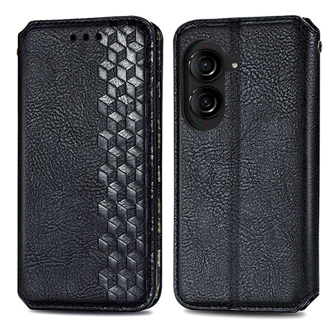 Funda de Cuero Cartera con Soporte Carcasa S01D para Asus ZenFone 10 Negro