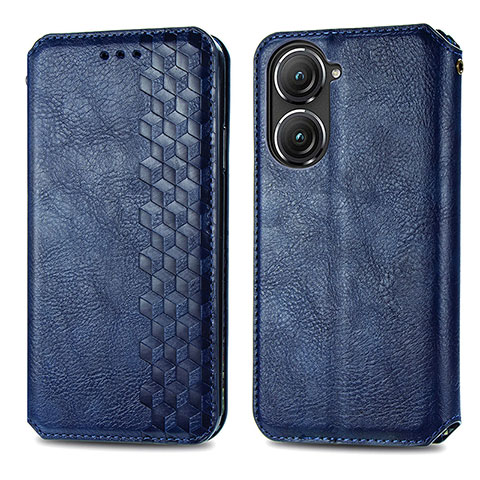 Funda de Cuero Cartera con Soporte Carcasa S01D para Asus Zenfone 9 Azul