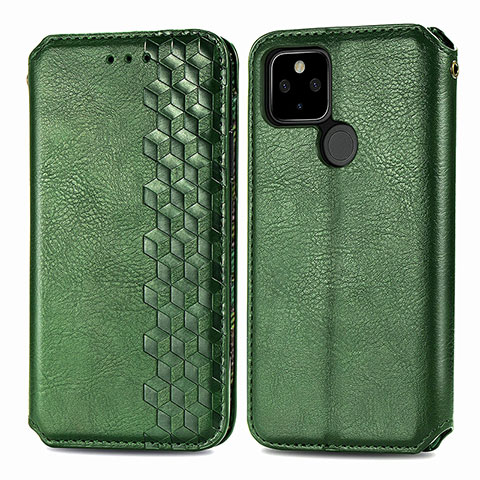 Funda de Cuero Cartera con Soporte Carcasa S01D para Google Pixel 4a 5G Verde