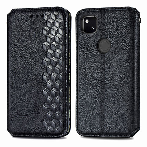 Funda de Cuero Cartera con Soporte Carcasa S01D para Google Pixel 4a Negro