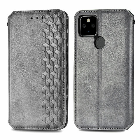 Funda de Cuero Cartera con Soporte Carcasa S01D para Google Pixel 5a 5G Gris