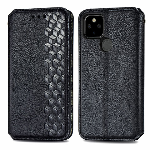 Funda de Cuero Cartera con Soporte Carcasa S01D para Google Pixel 5a 5G Negro