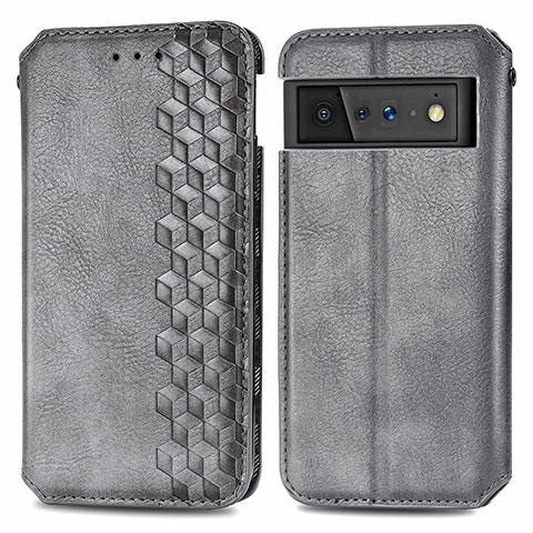 Funda de Cuero Cartera con Soporte Carcasa S01D para Google Pixel 6 Pro 5G Gris