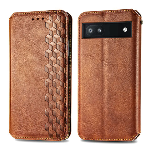 Funda de Cuero Cartera con Soporte Carcasa S01D para Google Pixel 6a 5G Marron