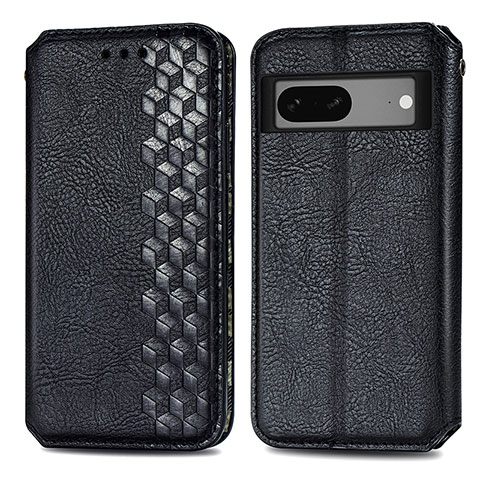 Funda de Cuero Cartera con Soporte Carcasa S01D para Google Pixel 7 5G Negro