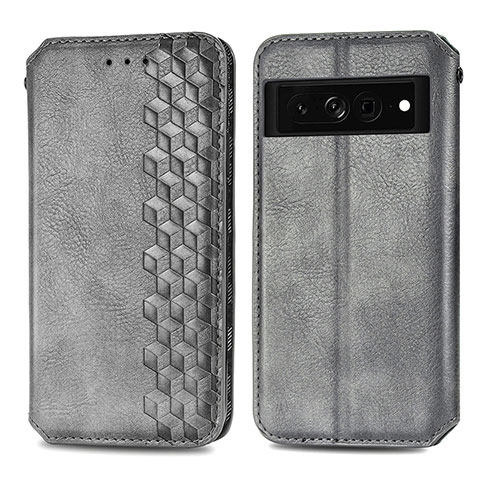 Funda de Cuero Cartera con Soporte Carcasa S01D para Google Pixel 7 Pro 5G Gris