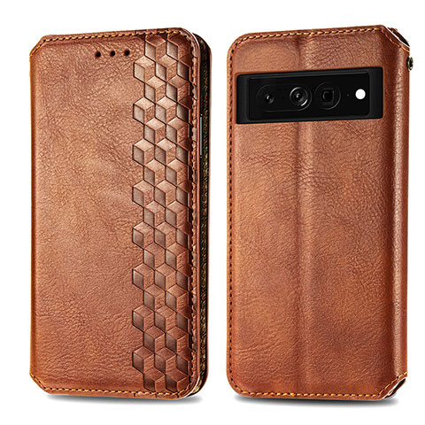 Funda de Cuero Cartera con Soporte Carcasa S01D para Google Pixel 7 Pro 5G Marron