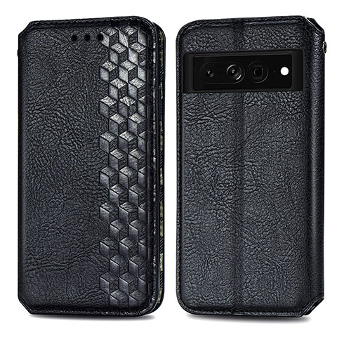 Funda de Cuero Cartera con Soporte Carcasa S01D para Google Pixel 7 Pro 5G Negro