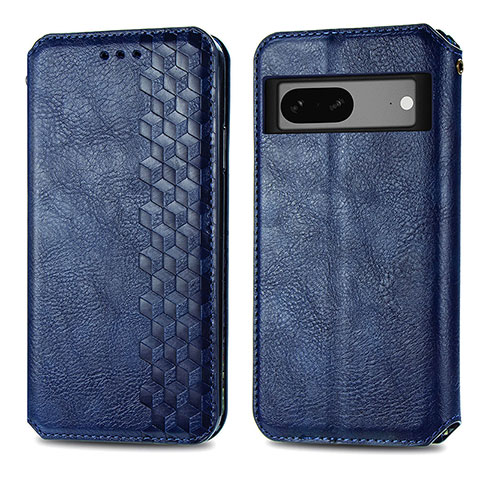 Funda de Cuero Cartera con Soporte Carcasa S01D para Google Pixel 7a 5G Azul