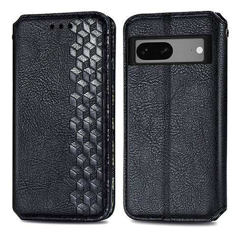 Funda de Cuero Cartera con Soporte Carcasa S01D para Google Pixel 7a 5G Negro