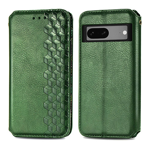 Funda de Cuero Cartera con Soporte Carcasa S01D para Google Pixel 7a 5G Verde